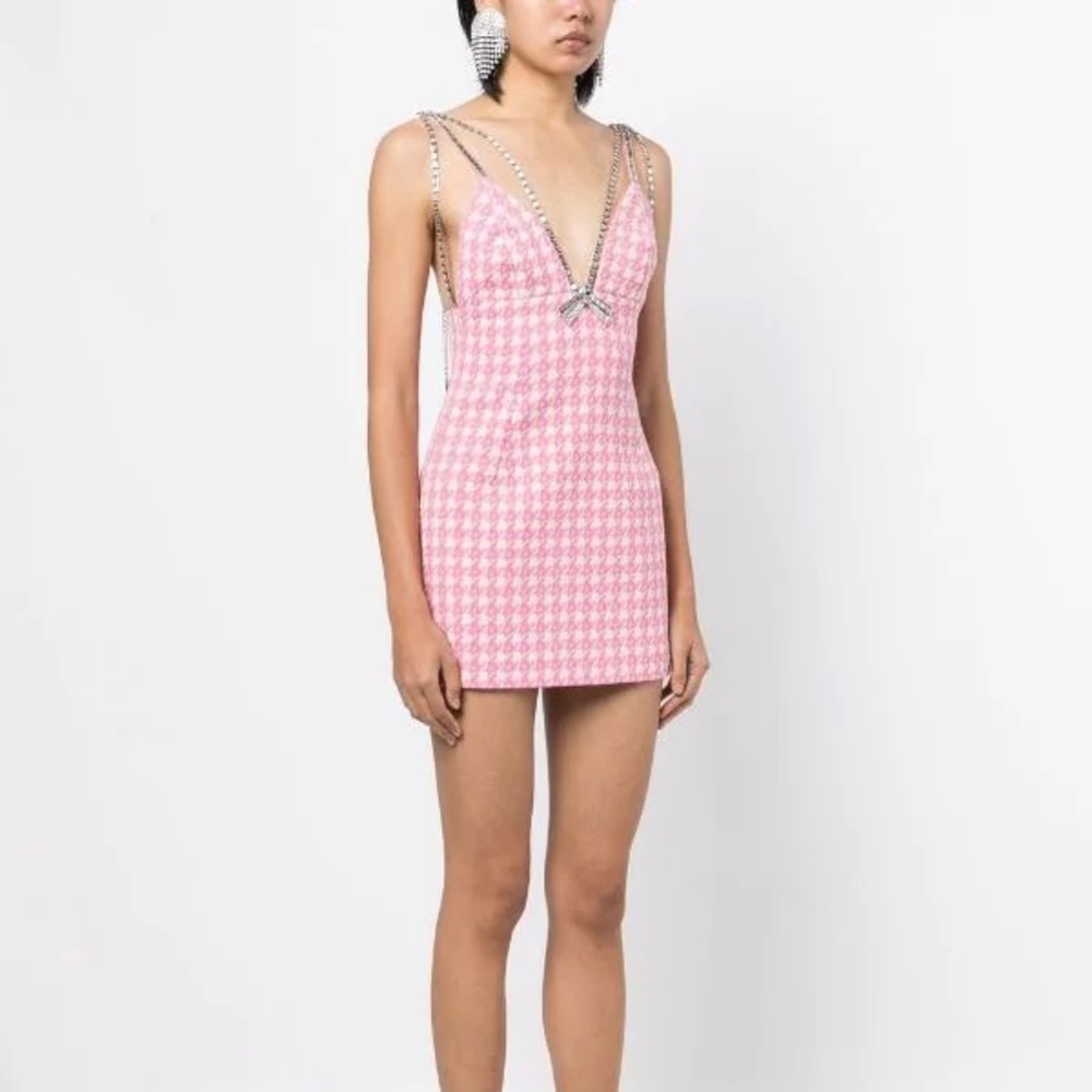 AREA
Deco Bow houndstooth minidress